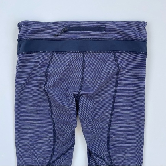 Lululemon Women's Deep Indigo Blue Striped Inspire Crop II Leggings Size 6 - Picture 5 of 10